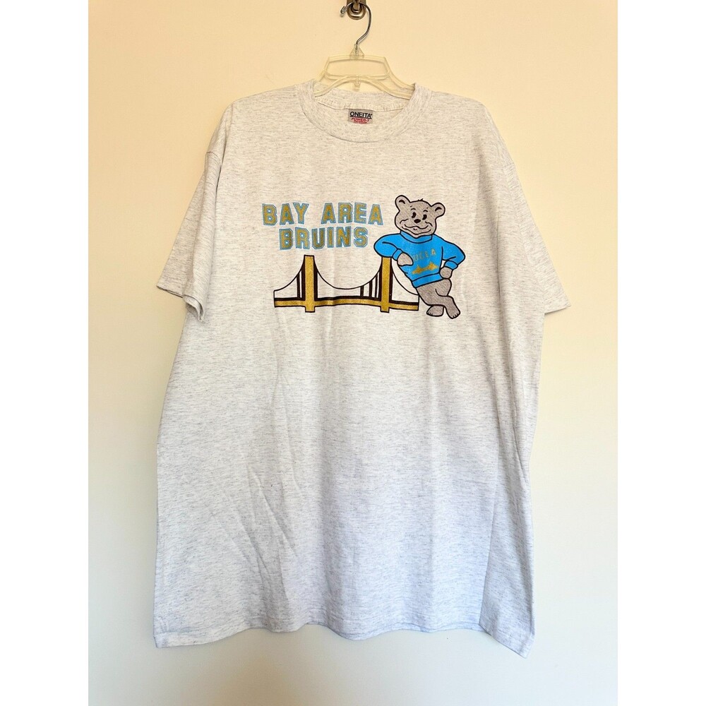 Vtg UCLA Bay Area Bruins Single Stitch Made in USA Gray T-Shirt Cotton X-Large